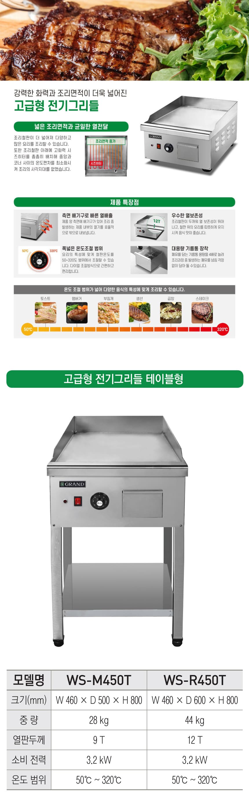 [그랜드우성] 업소용 전기 그리들 스탠드형 450 (12T) (36) WS-R450T 상세 이미지 1